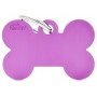Medaglietta per Cani Osso Grande Alluminio Viola