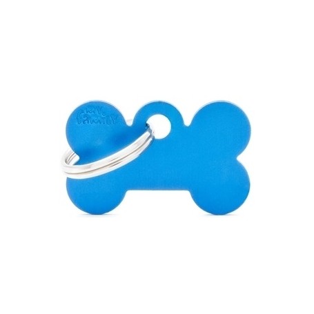 Medaglietta per Cani Osso Piccolo Alluminio Blu