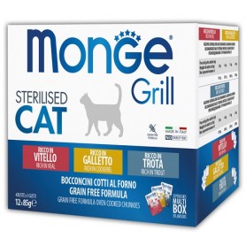 Monge Cat Grill Multibox Sterilised Galletto Vitello e Trota 12 Bustine 85gr