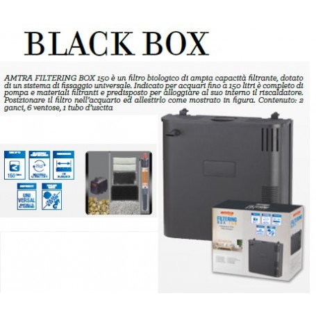 Amtra Filtering Box Black 150 - Filtre Biologique Interne pour Aquariums  avec Pompe des 520 L/H et Matériaux Filtrants Professionnels